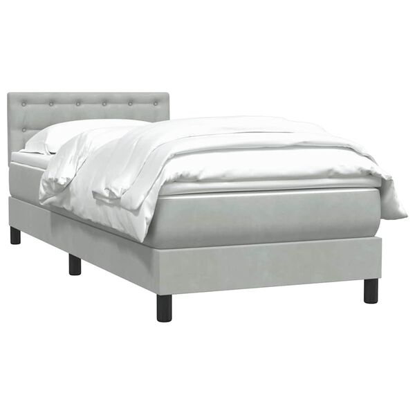 vidaXL Cama box spring con colch&oacute;n terciopelo gris claro 80x220 cm