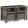vidaXL Set de comedor de jard&iacute;n 5 pzas y cojines rat&aacute;n sint&eacute;tico gris