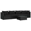 vidaXL Set de sof&aacute;s de jard&iacute;n 5 piezas y cojines rat&aacute;n sint&eacute;tico negro