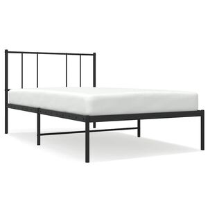 vidaXL Estructura cama sin colch&oacute;n con cabecero metal negro 100x190 cm