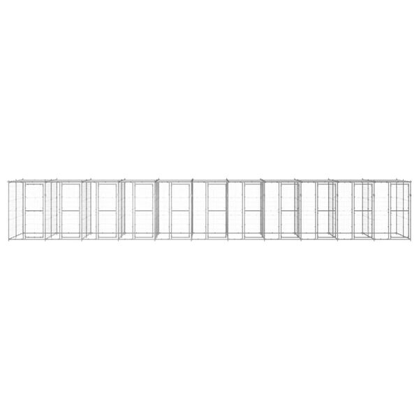 vidaXL Perrera de exterior de acero galvanizado con techo 26,62 m&sup2;