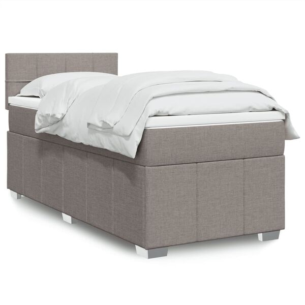 vidaXL Cama box spring con colch&oacute;n tela gris taupe 80x200 cm