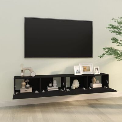 vidaXL Muebles TV pared 2 uds madera contrachapada negro 100x30x30 cm