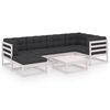 vidaXL Juego de muebles de jard&iacute;n 7 pzas y cojines madera maciza pino