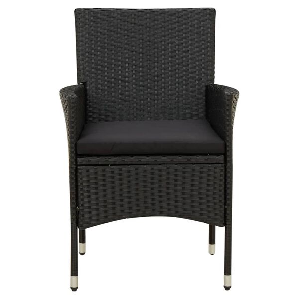 vidaXL Set comedor de jard&iacute;n 9 piezas y cojines rat&aacute;n sint&eacute;tico negro