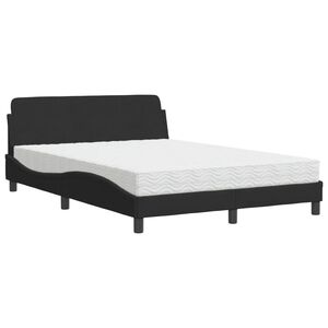 vidaXL Cama con colch&oacute;n Dover terciopelo negro 140x190 cm