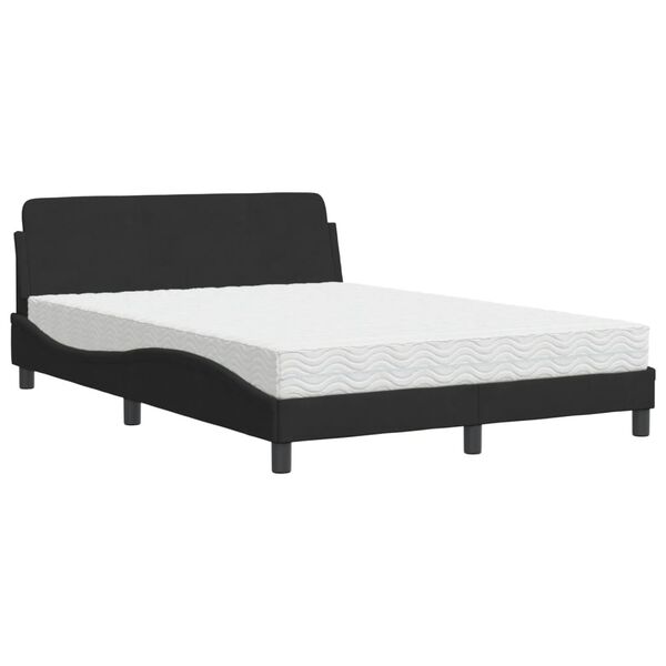 vidaXL Cama con colchón Dover terciopelo negro 140x190 cm