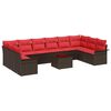 vidaXL Conjunto de sof&aacute; de jard&iacute;n 11 uds. Marr&oacute;n rat&aacute;n sint&eacute;tico