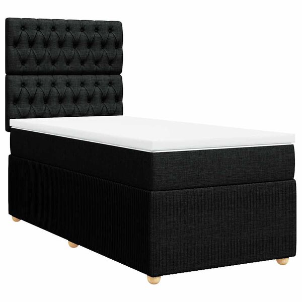 vidaXL Cama box spring con colch&oacute;n tela negro 90x190 cm