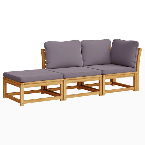 vidaXL Set de muebles para jard&iacute;n 3 piezas con cojines madera acacia