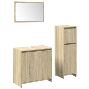 vidaXL Set de muebles de ba&ntilde;o 3 pzas madera contrachapada roble Sonoma