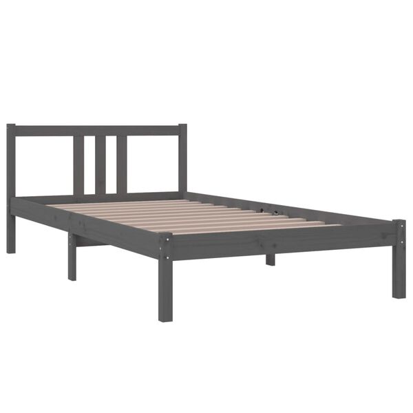 vidaXL Estructura de cama sin colch&oacute;n madera maciza gris 100x200 cm