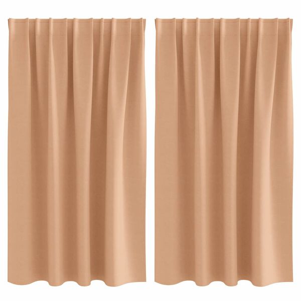 vidaXL Cortinas Opacas con Anillas 2 pcs Marr&oacute;n Claro 140 x 140 cm