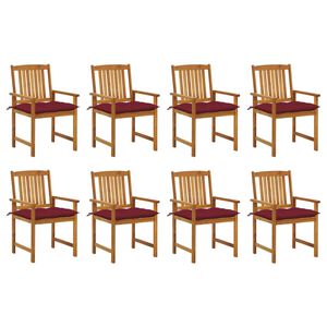 vidaXL Sillas de jard&iacute;n con cojines 8 uds madera maciza de acacia
