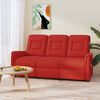 vidaXL Sillón reclinable de masaje 3 plazas cuero sintético rojo tinto