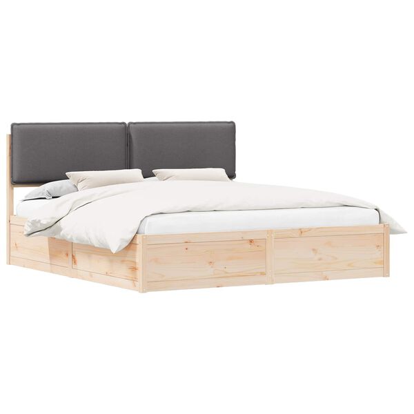 vidaXL Estructura de Cama con Cabecera Tapizada Gris oscuro