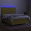 vidaXL Cama box spring colch&oacute;n y luces LED tela verde 140x200 cm