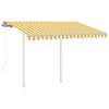 vidaXL Toldo retráctil automático con postes amarillo y blanco 3x2,5 m