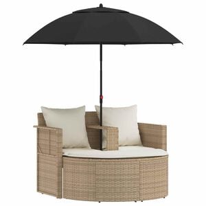 vidaXL Sof&aacute; de jard&iacute;n con coj&iacute;n 8 pcs Beige y crema rat&aacute;n sint&eacute;tico