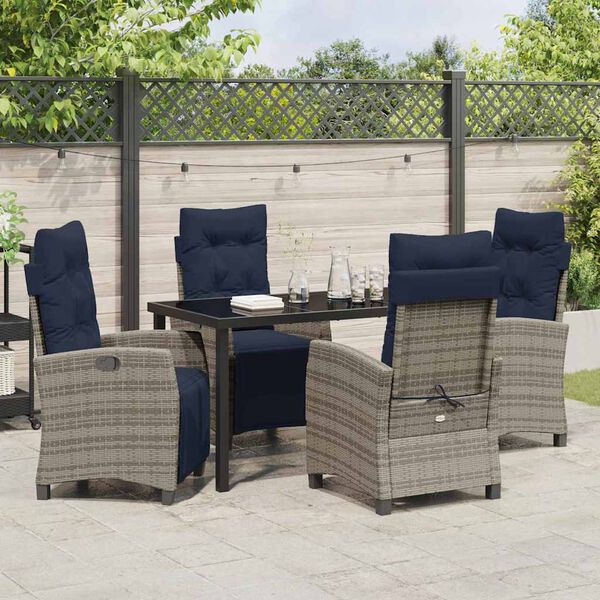 vidaXL Conjunto de Comedor de Jard&iacute;n 5 pcs Gris rat&aacute;n sint&eacute;tico