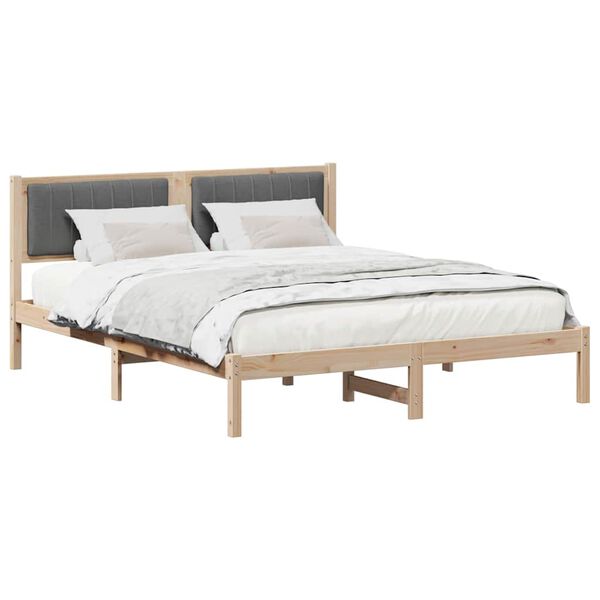 vidaXL Estructura de Cama con Cabecera Tapizada Gris oscuro