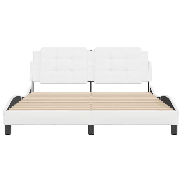 vidaXL Estructura de cama sin colch&oacute;n Zadar cuero sint&eacute;tico blanco 160x200cm