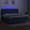 vidaXL Cama box spring colch&oacute;n y luces LED tela azul 200x200 cm