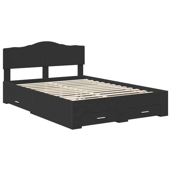 vidaXL Estructura de cama Negro 150 x 200 cm Madera de ingenier&iacute;a