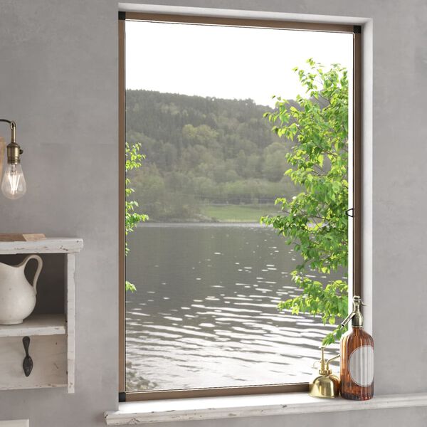 vidaXL Mosquitera para ventanas marr&oacute;n 90x120 cm
