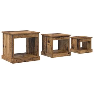 vidaXL Mesa de Caf&eacute; 3 pcs Madera Vieja Madera contrachapada