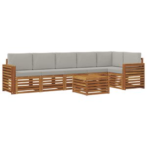 vidaXL Conjunto de Sof&aacute; Seccional con coj&iacute;n 7 pcs Gris Natural y Claro