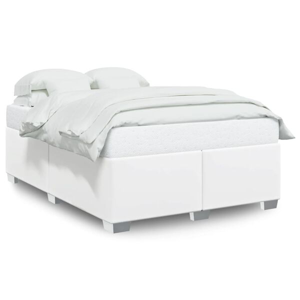 vidaXL Estructura de cama sin colch&oacute;n cuero sint&eacute;tico blanco 160x200cm