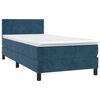 vidaXL Cama box spring colch&oacute;n y LED terciopelo azul oscuro 80x200 cm
