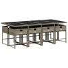 vidaXL Set comedor jard&iacute;n 9 pzas y cojines rat&aacute;n sint&eacute;tico gris