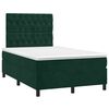 vidaXL Cama box spring colch&oacute;n y LED terciopelo verde oscuro 120x190cm