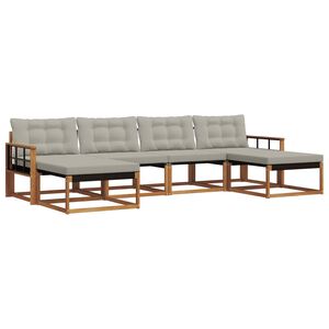 vidaXL Conjunto de sof&aacute;s de exterior 6 pcs Gris Natural y Claro