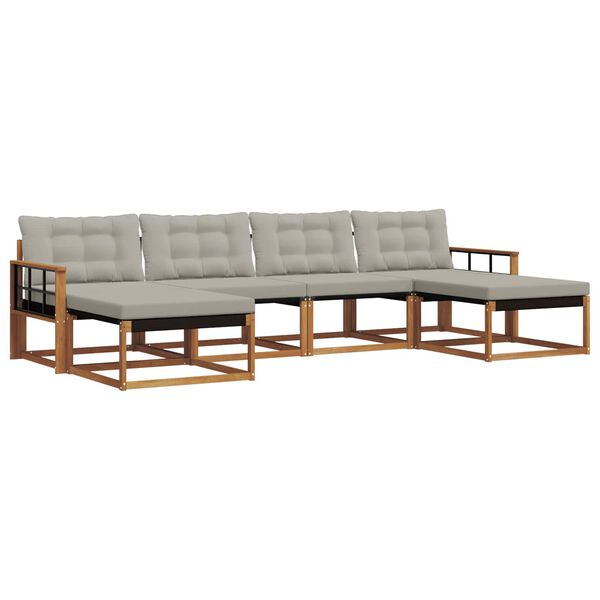 vidaXL Conjunto de sof&aacute;s de exterior 6 pcs Gris Natural y Claro