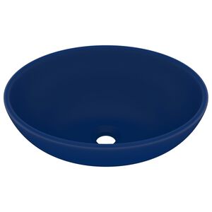 vidaXL Lavabo de lujo ovalado cer&aacute;mica azul oscuro mate 40x33 cm