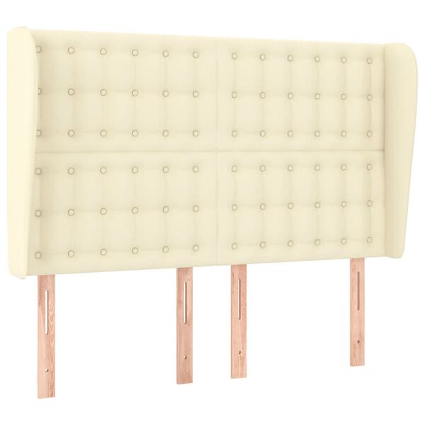 vidaXL Cabecero con orejas de cuero sint&eacute;tico crema 147x23x118/128cm