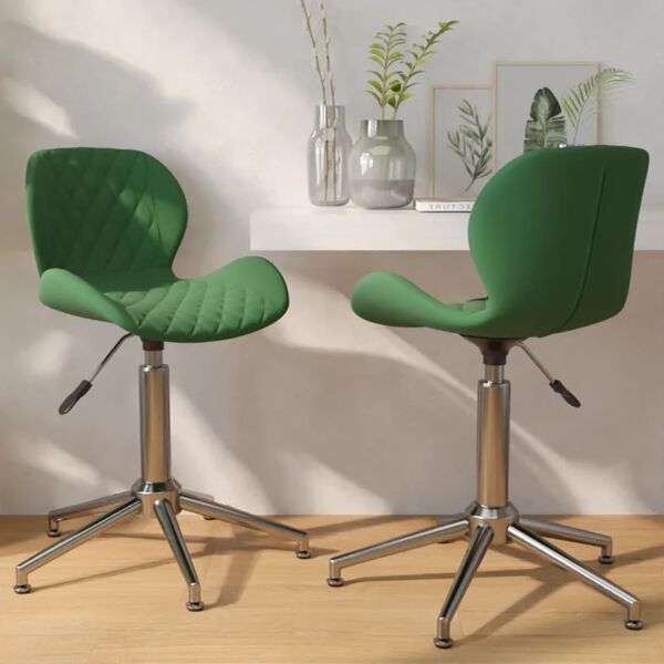 vidaXL Sillas de comedor giratorias 2 unidades terciopelo verde oscuro