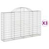 vidaXL Cestas de gaviones 3 uds forma de arco hierro 200x30x120/140 cm