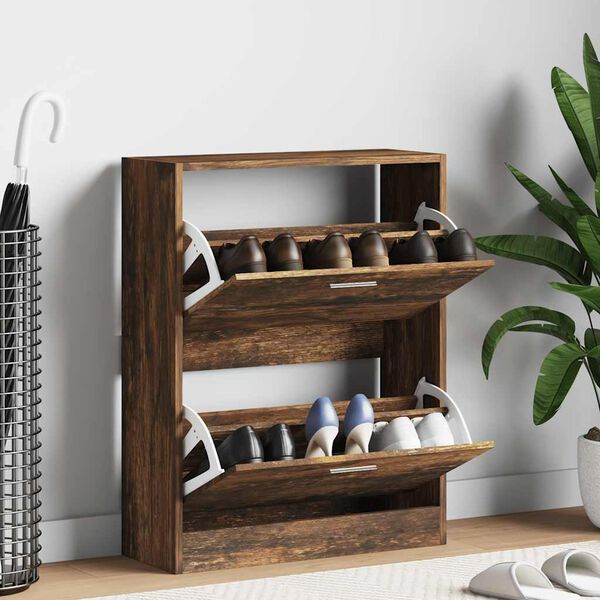 vidaXL Zapatero madera contrachapada roble ahumado 63x24x81 cm