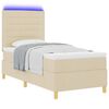 vidaXL Cama Box Spring LED con colch&oacute;n Crema 100 x 200 cm tela