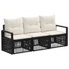 vidaXL Conjunto de sof&aacute;s de jard&iacute;n 3 uds. Negro rat&aacute;n sint&eacute;tico