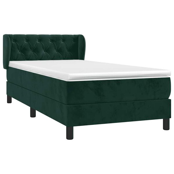 vidaXL Cama box spring con colch&oacute;n terciopelo verde oscuro 80x200 cm