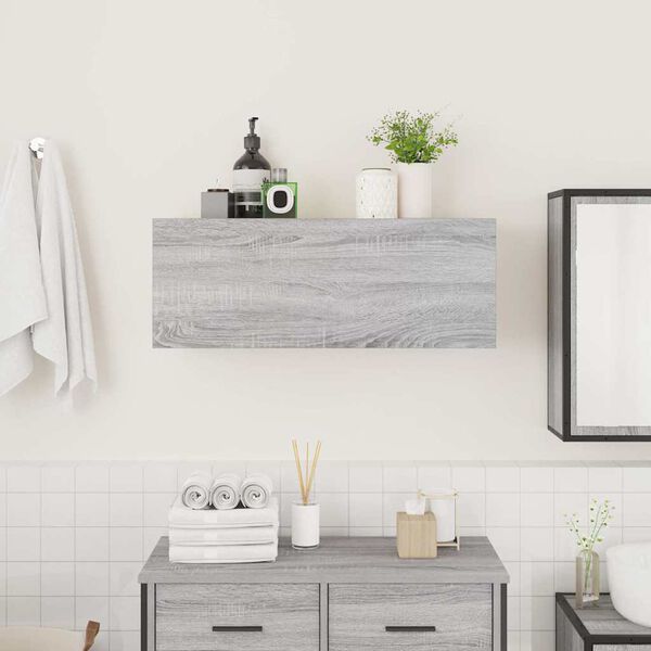 vidaXL Armario de pared ba&ntilde;o madera ingenier&iacute;a gris Sonoma 80x25x30 cm
