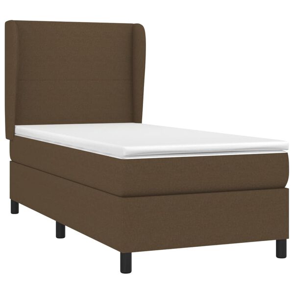vidaXL Cama box spring con colch&oacute;n tela marr&oacute;n oscuro 90x190 cm