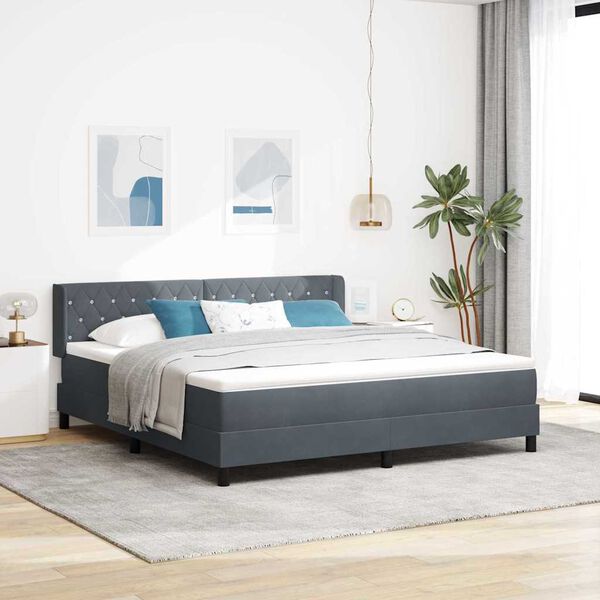 vidaXL Cama tipo Box Spring Gris oscuro 200 x 180 cm Terciopelo