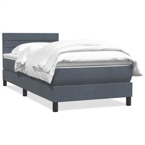 vidaXL Cama box spring con colch&oacute;n terciopelo gris oscuro 80x210 cm