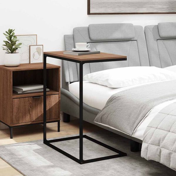 vidaXL Mesa auxiliar de madera contrachapada negro 55x35x66 cm